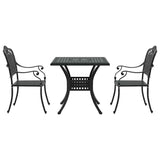 Garden Table Set 3 pcs Black Cast Aluminium 3334741