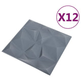3D Wall Panels 12 pcs 50x50 cm Diamond Grey 3 m 340589