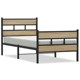 Metal Bed Frame without Mattress Sonoma Oak 75x190 cm Small Single 4017110