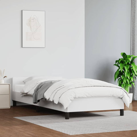 ZNTS Bed Frame without Mattress White 90x190cm Single Faux Leather 349897