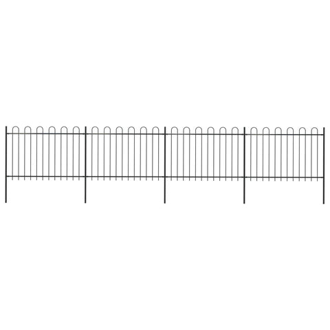 ZNTS Garden Fence with Hoop Top Steel 6.8x1.2 m Black 277668