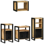 Bathroom Furniture Set with Shelf 4 pcs Brown Solid Mango Wood 3305674