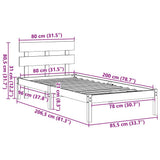 Bed Frame with Headboard Brown 80 x 200 cm Solid Pine wood 872136