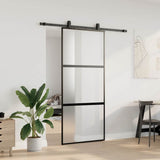 Sliding Door with Hardware Set Black 90x205 cm Tempered Glass 3375815