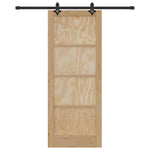 Sliding Door Manual Natural and black 83 x 211 cm 3333506