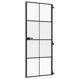 Interior Door Slim Black 83x201.5 cm Tempered Glass and Aluminium 155126