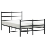 Metal Bed Frame without Mattress with Footboard Black 120x200cm 355381