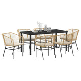Garden Dining Set 7 pcs Brown Poly Rattan 3380915