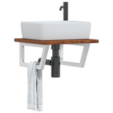Basin Shelf Wall Mounted Steel and Solid Wood Oak 3302402