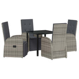 Garden Dining Set with Cushion 5 pcs Grey Poly Rattan 3379500