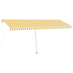 ZNTS Freestanding Manual Retractable Awning 500x350 cm Yellow/White 3069658