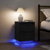 Bedside Cabinets with LED Lights 2 pcs Black 38x34x50 cm 861286