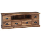 TV Stand with Drawer Natural 110 x 30 x 40 cm Solid Teak Wood 42017955