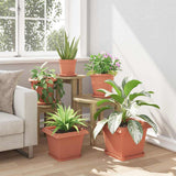 Square Flower Pot 24 pcs Brick Red 28.5 x 28.5 x 22 cm Plastic 42020344