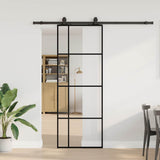 Sliding Door with Hardware Set Black 76x205 cm ESG Glass 3375868