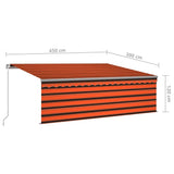 Manual Retractable Awning with Blind&LED 4.5x3m Orange&Brown 3069445
