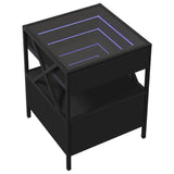 ZNTS Bedside Table with Infinity LED Black 40x40x51 cm 3284101