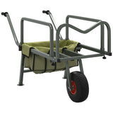 Fishing Trolley Green with Wheel Powder-coated Steel 94869