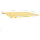 Manual Retractable Awning with LED 500x350 cm Yellow and White 3069023