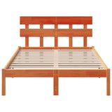 Bed Frame with Headboard Brown 140 x 190 cm Solid Pine wood 872172