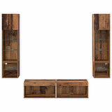 TV Wall Unit Wall-mounted 6 pcs Old Wood Engineered Wood 3402932