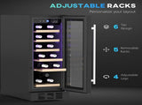 19 Bottle 5-18&degC Wooden Rack Wine Fridge - Black T3398P329437