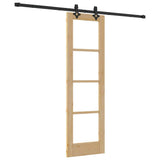 Sliding Door Natural 61 x 198.5 cm Solid Pine Wood and Glass 3332293
