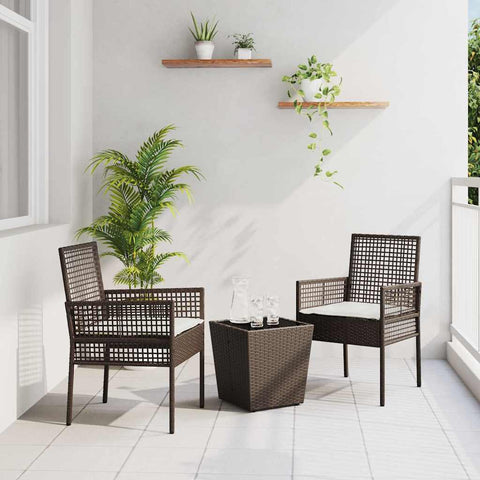 Garden Bistro Set 3 pcs Brown Poly rattan 3334956