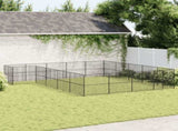 Dog Playpen 20 Panels Black Galvanised Steel 3209560