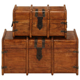 Treasure Chest Set 2 Pieces Solid Acacia Wood Honey Finish 245656