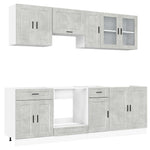 ZNTS 8 Piece Kitchen Cabinet Set Kalmar Concrete Grey Engineered Wood 3314845