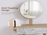 Dressing Table with Drawer and Mirror height adjustable Wooden Oak Color Bedroom Dressing Room T3398P344161