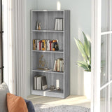 4-Tier Book Cabinet Grey Sonoma 60x24x142 cm Engineered Wood 815430