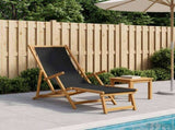 Folding Sun Lounger 3 Position Solid Eucalyptus Wood Black 42024920