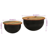 2 Piece Coffee Table Set Black Solid Wood Reclaimed 351753