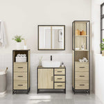 ZNTS 4 Piece Bathroom Furniture Set Sonoma Oak Engineered Wood 3301256