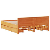 Bed Frame without Mattress with Headboard Wax Brown 180x200 cm Super King Solid Wood Pine 3308758