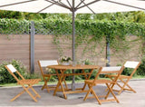 5 Piece Garden Dining Set Cream White Fabric and Solid Wood 3281772