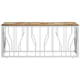 Coffee Table Silver Stainless Steel and Solid Wood Reclaimed 350056