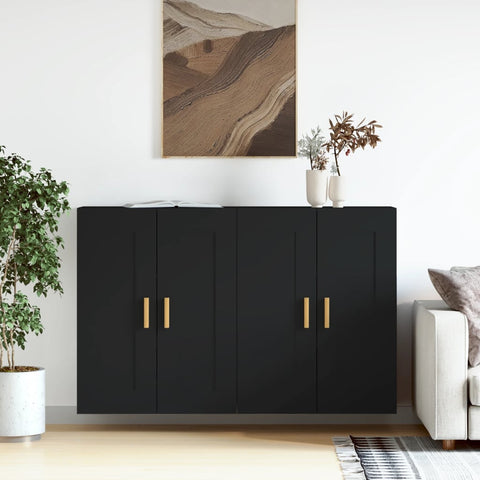 Wall Mounted Cabinets 2 pcs Black Engineered Wood 3197978