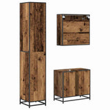 Bathroom Furniture Set with Door 3 pcs Old Wood Engineered Wood 3402548