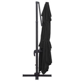 Cantilever Garden Parasol with LED Lights and Aluminium Pole 400x300 cm Black 47008