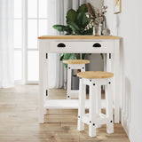Bar Stools 2 pcs White Solid Wood Pine 4005701