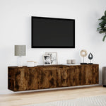 TV Wall Cabinet with LED Smoked Oak 180x31x39.5 cm 3307958