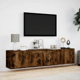 TV Wall Cabinet with LED Smoked Oak 180x31x39.5 cm 3307958