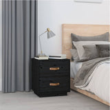 Bedside Cabinets 2 pcs Black 40x34x45 cm Solid Wood Pine 818334