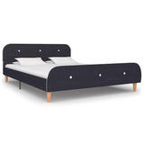 Bed Frame Dark Grey Iron, Wood, Polyester Fabric 135x190 cm 281098