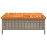 Garden Table Grey 70x70x25 cm Rattan and Acacia Wood 3281630