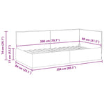 Corner Bed Frame with Headboard Wine red 80 x 200 cm Fabric 42016450
