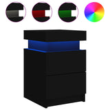 ZNTS Bedside Cabinets with LED Lights 2 pcs Black 35x39x55 cm 836752